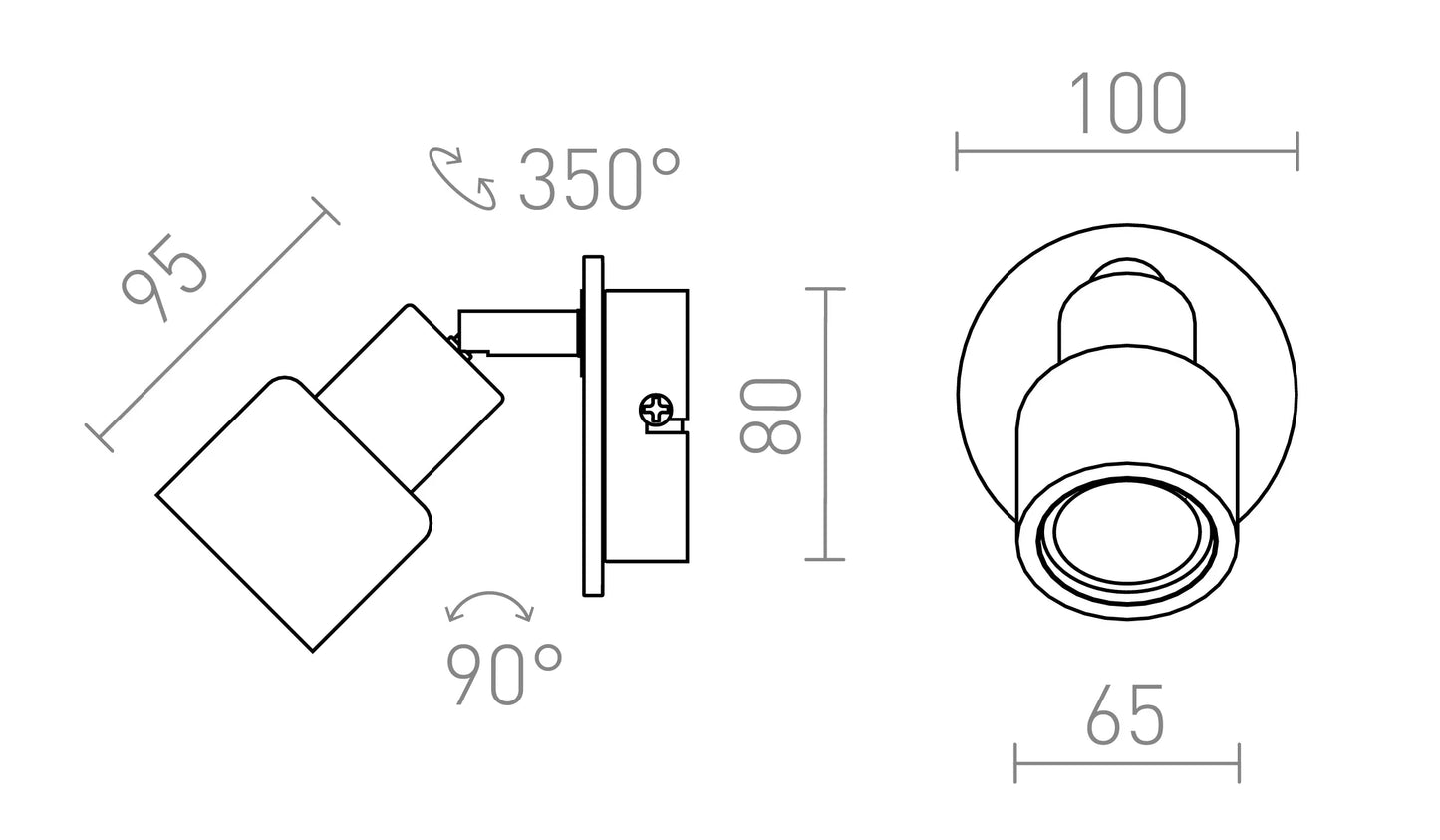 Spot perete pluta si metal negru GU10 | Orientabil LED 4.5W