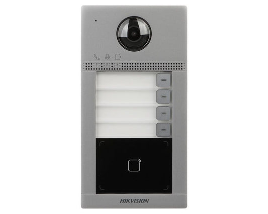 Smartsystem - Post de exterior Wi-Fi pentru videointerfon, 2 MP, 4 familii, TCP/IP, Mifare 13.56 KHz, PoE, Hikvision DS-KV8413-WME1(C)/Surface